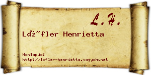 Löfler Henrietta névjegykártya